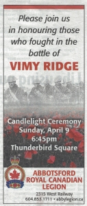 2017 Vimy Ridge Day Advert cr